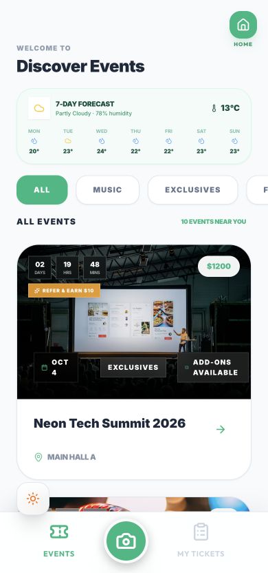 Real FoodSpot mobile Events screen in light mode