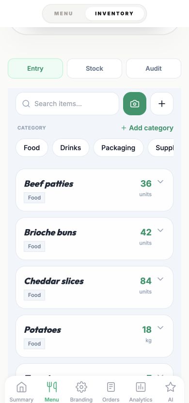 Real FoodSpot mobile inventory and stock counts